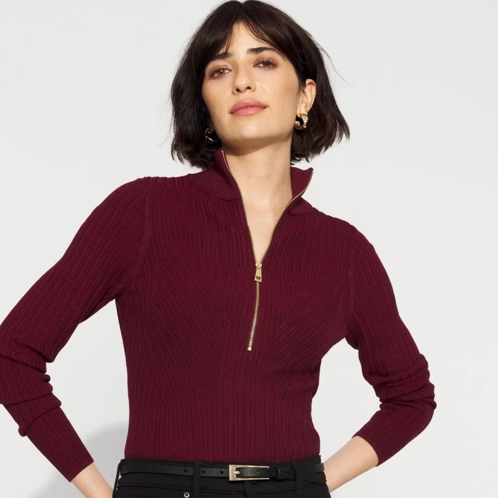 NWOT Ribbed Carmine Long Sleeve Top